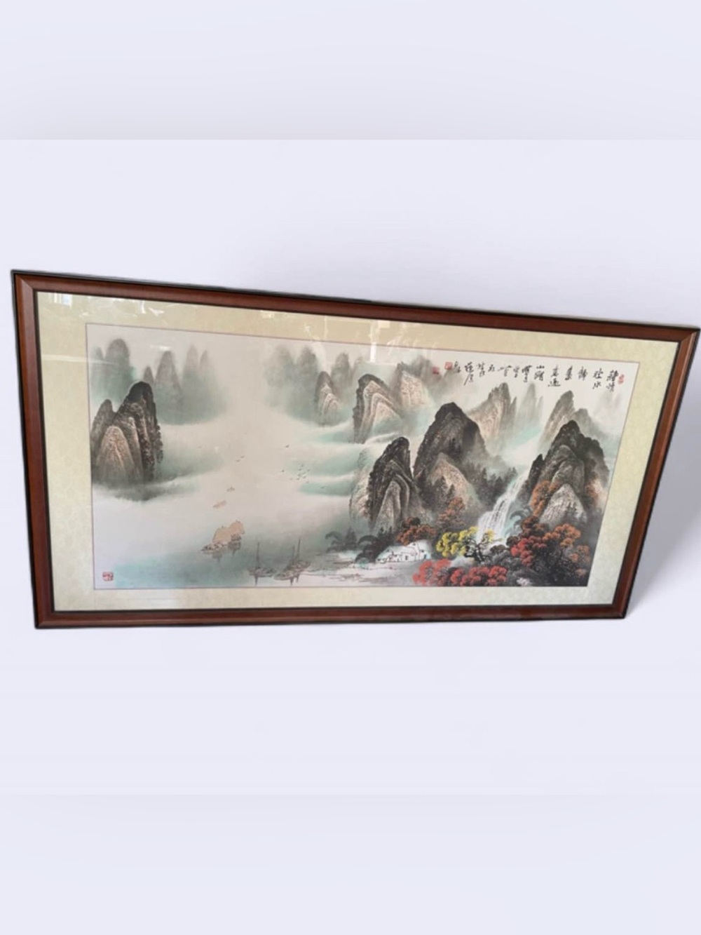 Vintage Chinese Painting Signed/Seal Mark   Framed 65”X 35”